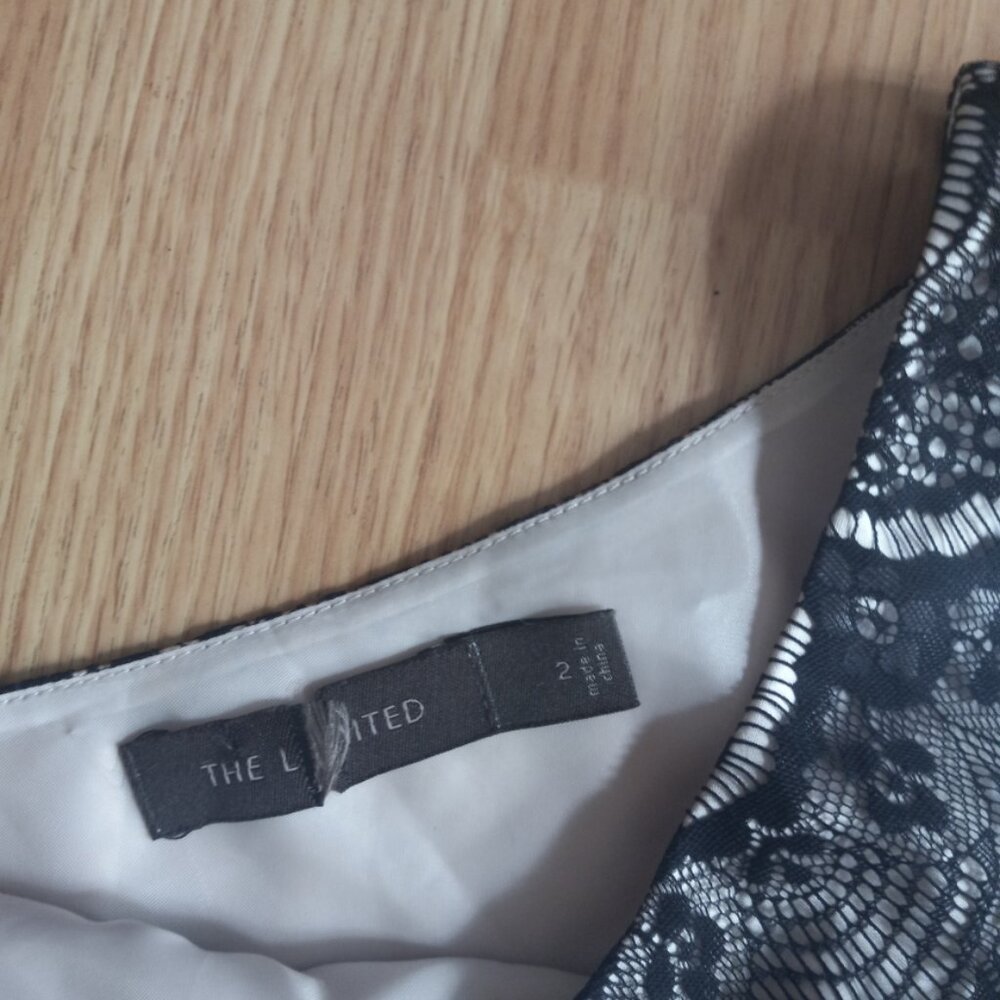 Express Grey Silver and Black Lace One Shoulder Dress - Picture 4 of 5